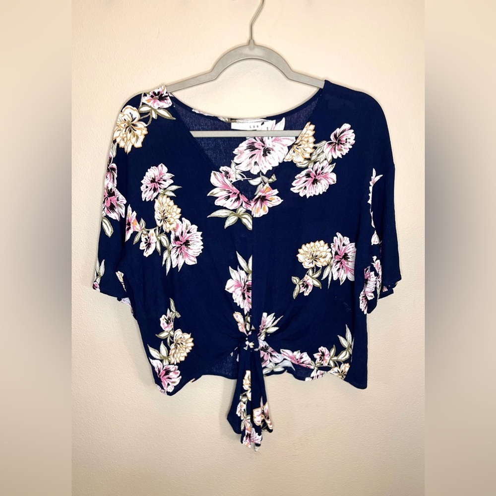 LUQ Rhee Tie Front Floral Top